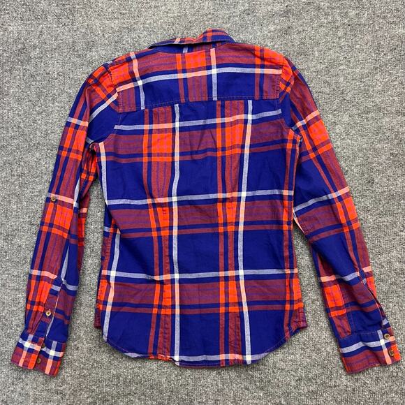 The North Face Flannel Shirt Womens XS Blue Red Plaid Cotton Collared Button-Up - Picture 7 of 11